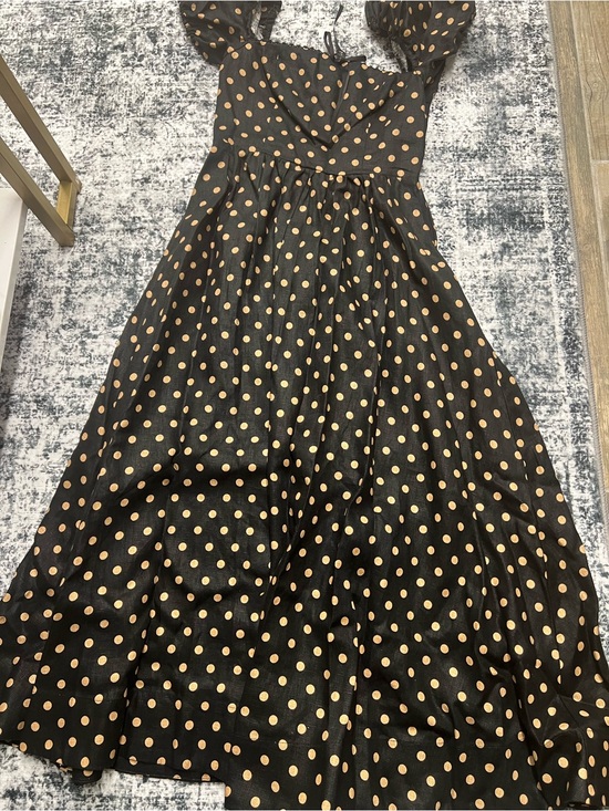 Reformation Dresses & Skirts - Reformation Black Dress with Gold Polka Dots